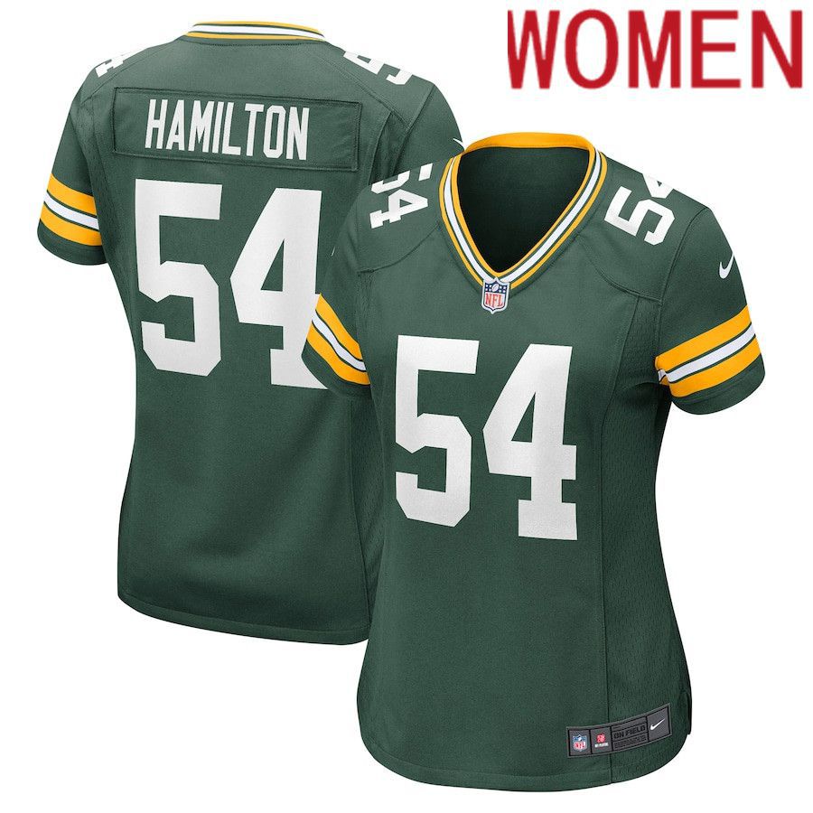 Women Green Bay Packers #54 La Darius Hamilton Nike Green Game NFL Jersey